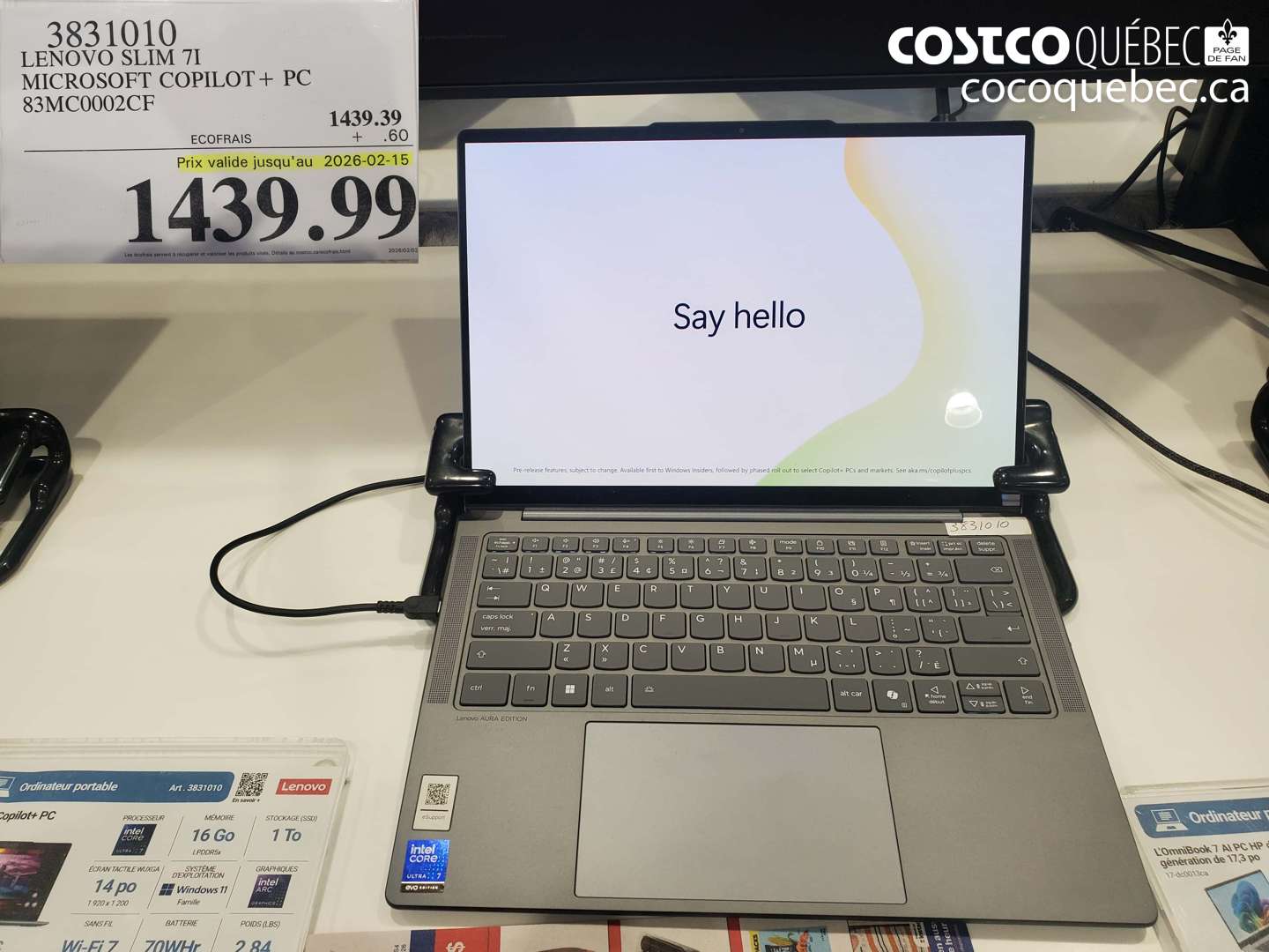 3831010 LENOVO SLIM 7I MICROSOFT COPILOT+ PC 83MC0002CF 60 OFF (EXPIRES ON 2026-02-15) $1439.39