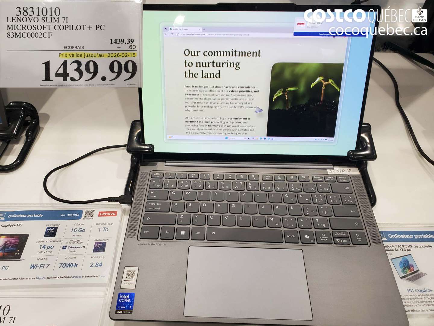 3831010 LENOVO SLIM 7I MICROSOFT COPILOT + PC 83MC0002CF (EXPIRES ON 2026-02-15) $1439.99