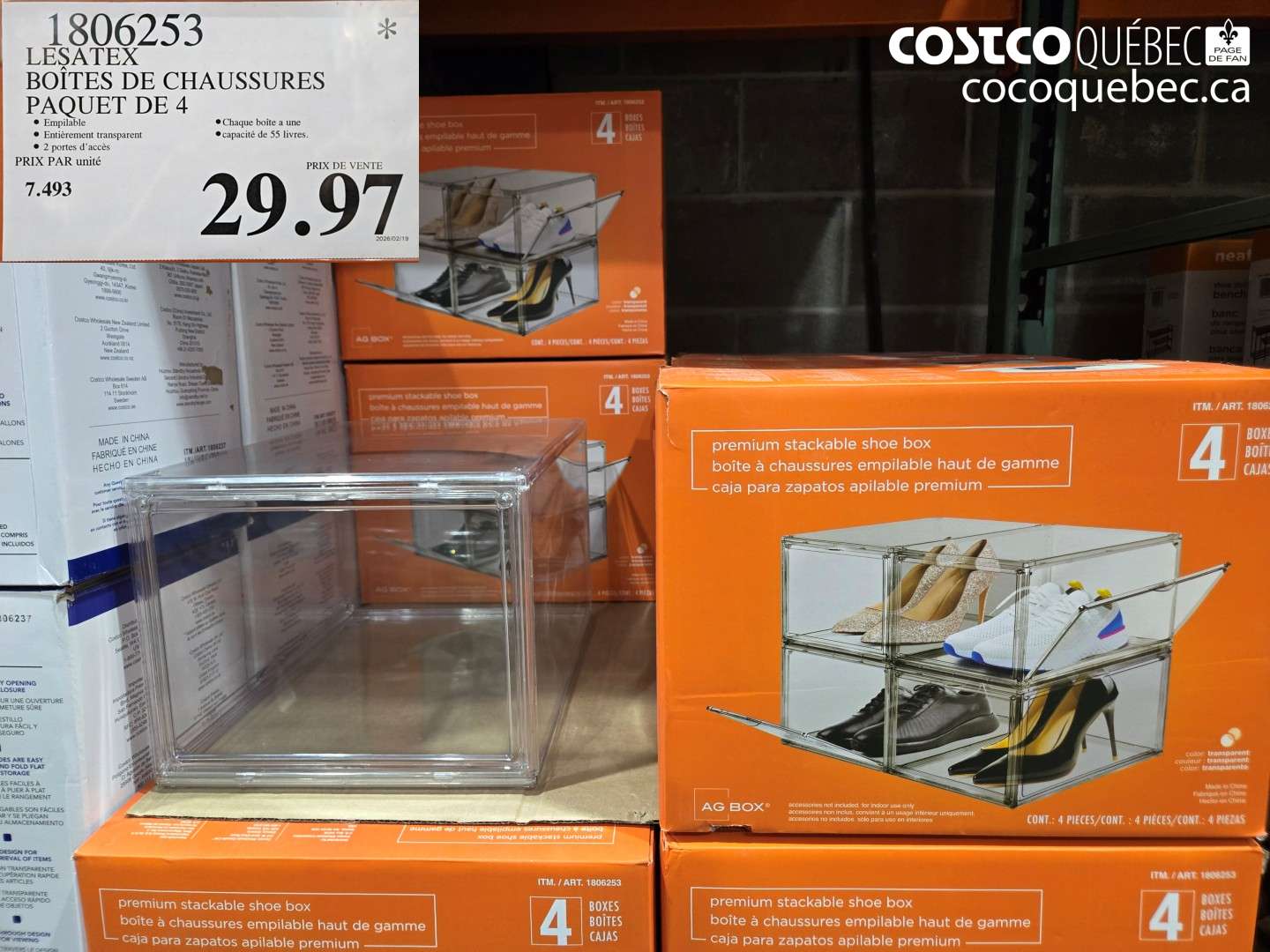 1806253 LESATEX BOITES DE CHAUSSURES PAQUET DE 4 $29.97