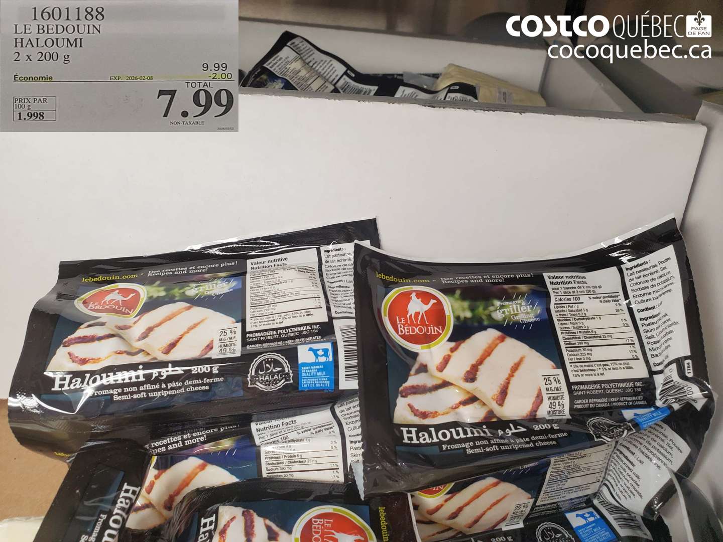 1601188 LE BEDOUIN HALOUMI 2 x 200 g ($2.00 INSTANT SAVINGS EXPIRES ON 2026-02-08) $7.99