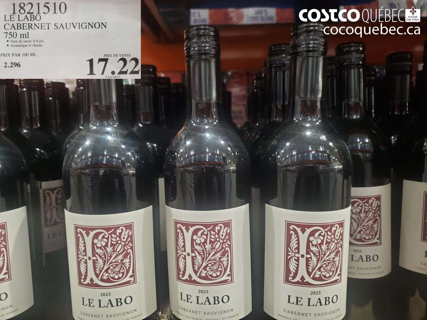 1821510 LE LABO CABERNET SAUVIGNON 750 ml $17.22