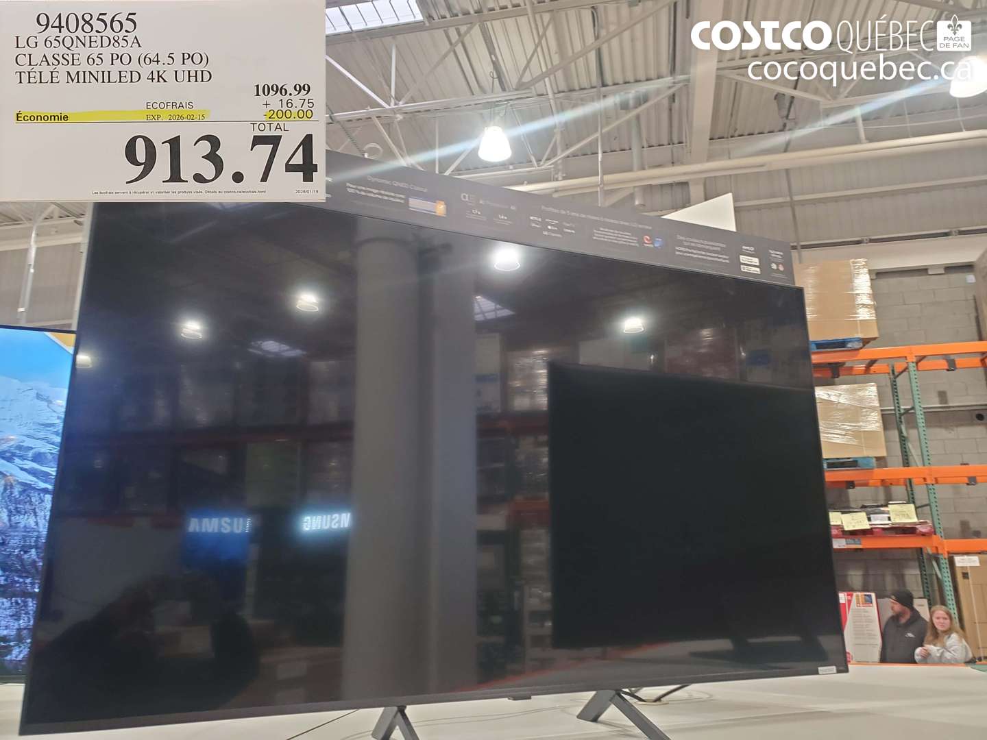 9408565 LG 65QNED85A CLASSE 65 PO (64.5 PO) TÉLÉ MINILED 4K UHD ($200.00 INSTANT SAVINGS EXPIRES ON 2026-02-15) $913.74