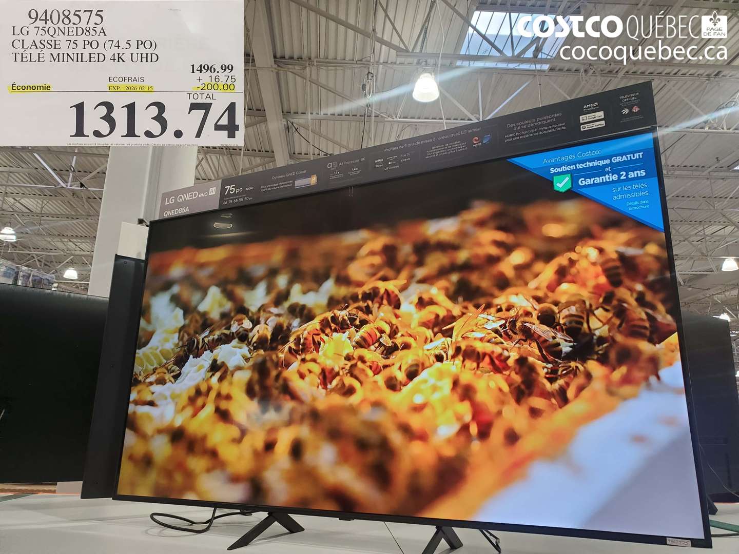 9408575 LG 75QNED85A Classe 75 PO (74.5 PO) TÉLÉ MINILED 4K UHD ($200.00 INSTANT SAVINGS EXPIRES ON 2026-02-15) $1313.74