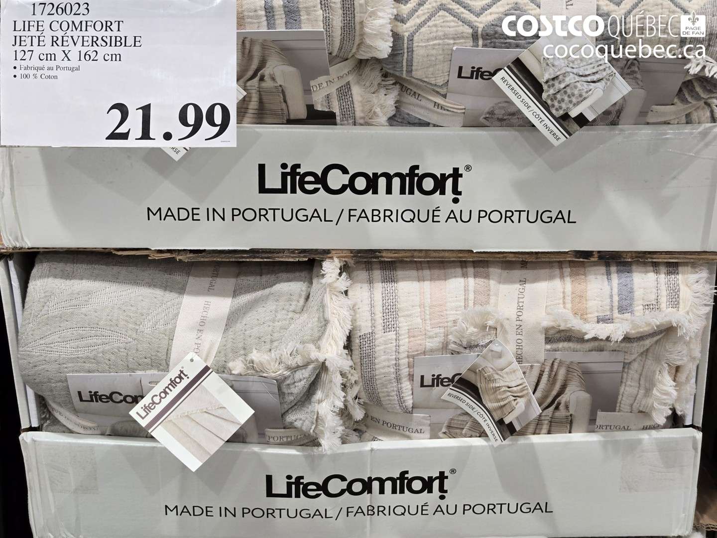 1726023 LIFE COMFORT JETÉ RÉVERSIBLE 127 cm X 162 cm $21.99