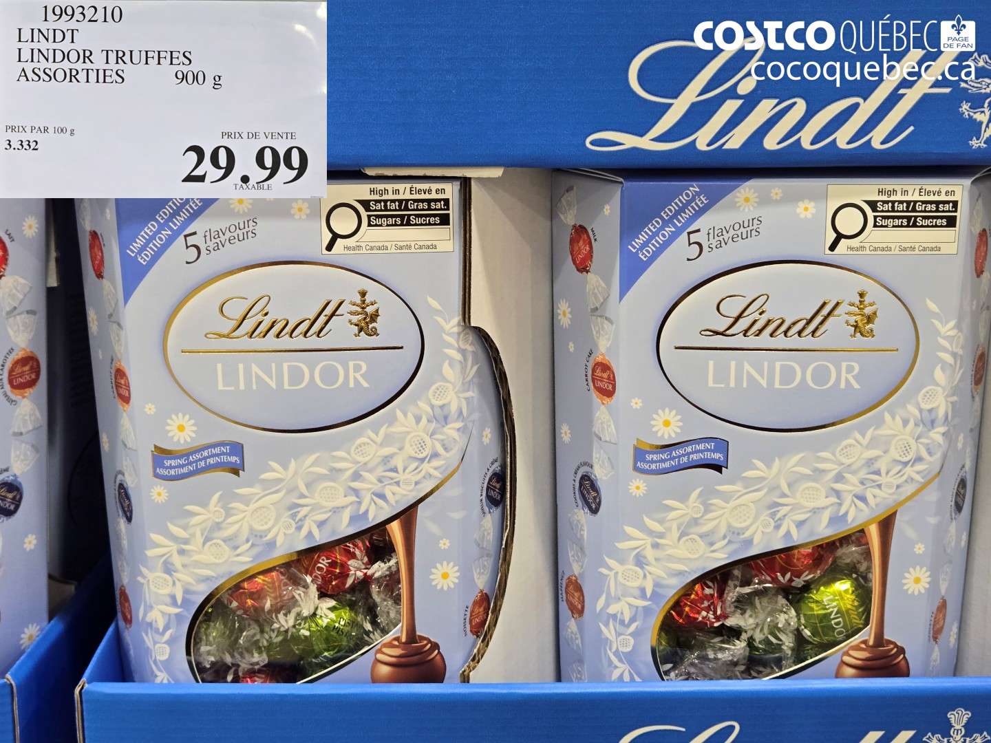 1993210 LINDT LINDOR TRUFFES ASSORTIES $29.99