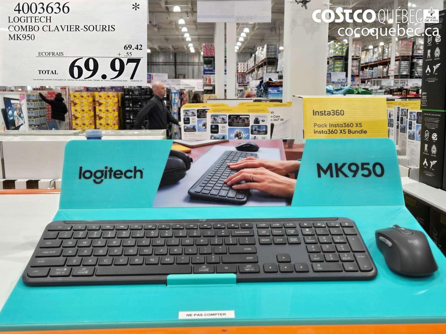 4003636 LOGITECH COMBO CLAVIER-SOURIS MK950 $69.97