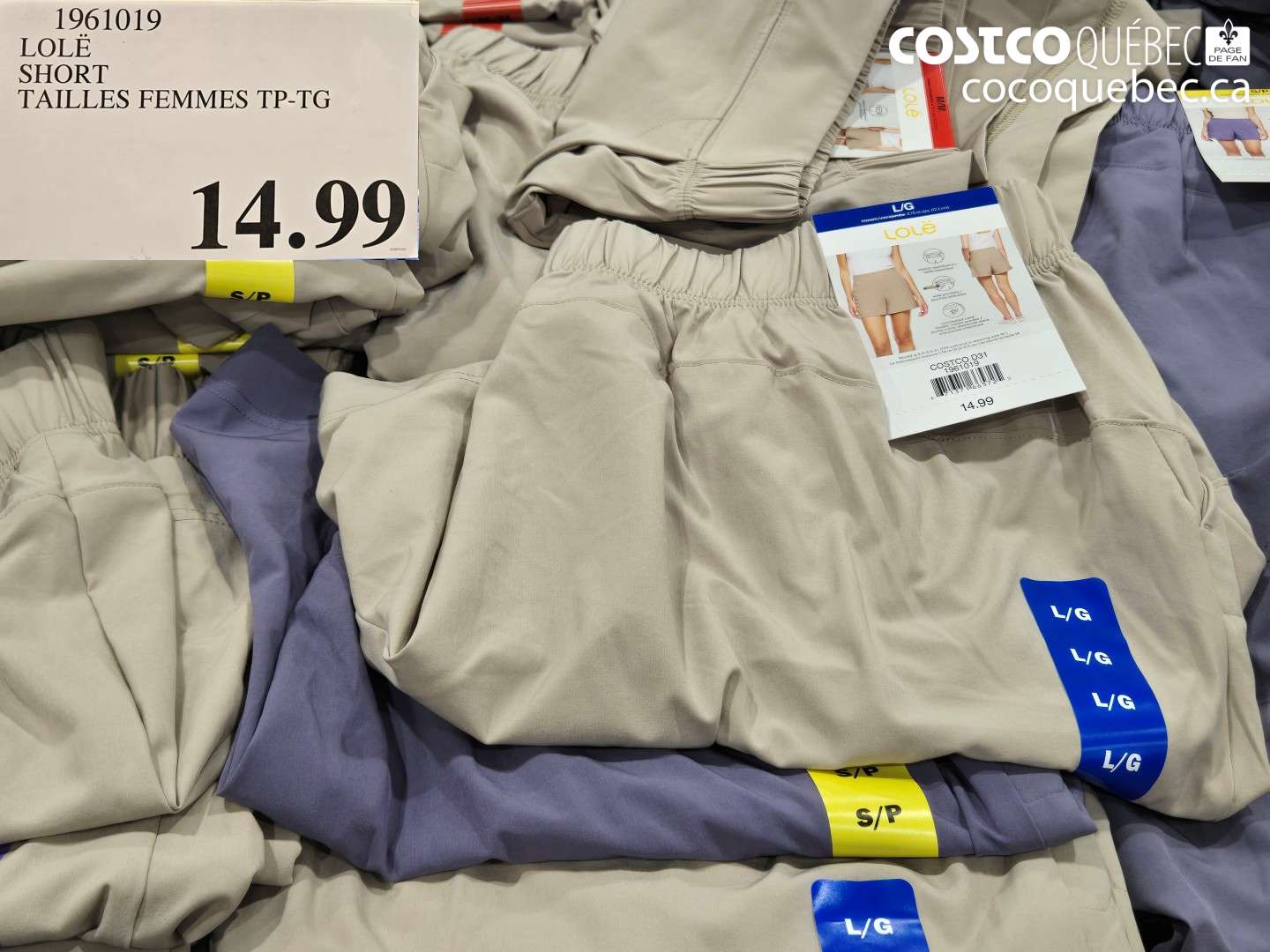 1961019 LOLE SHORT TAILLES FEMMES TP-TG $14.99