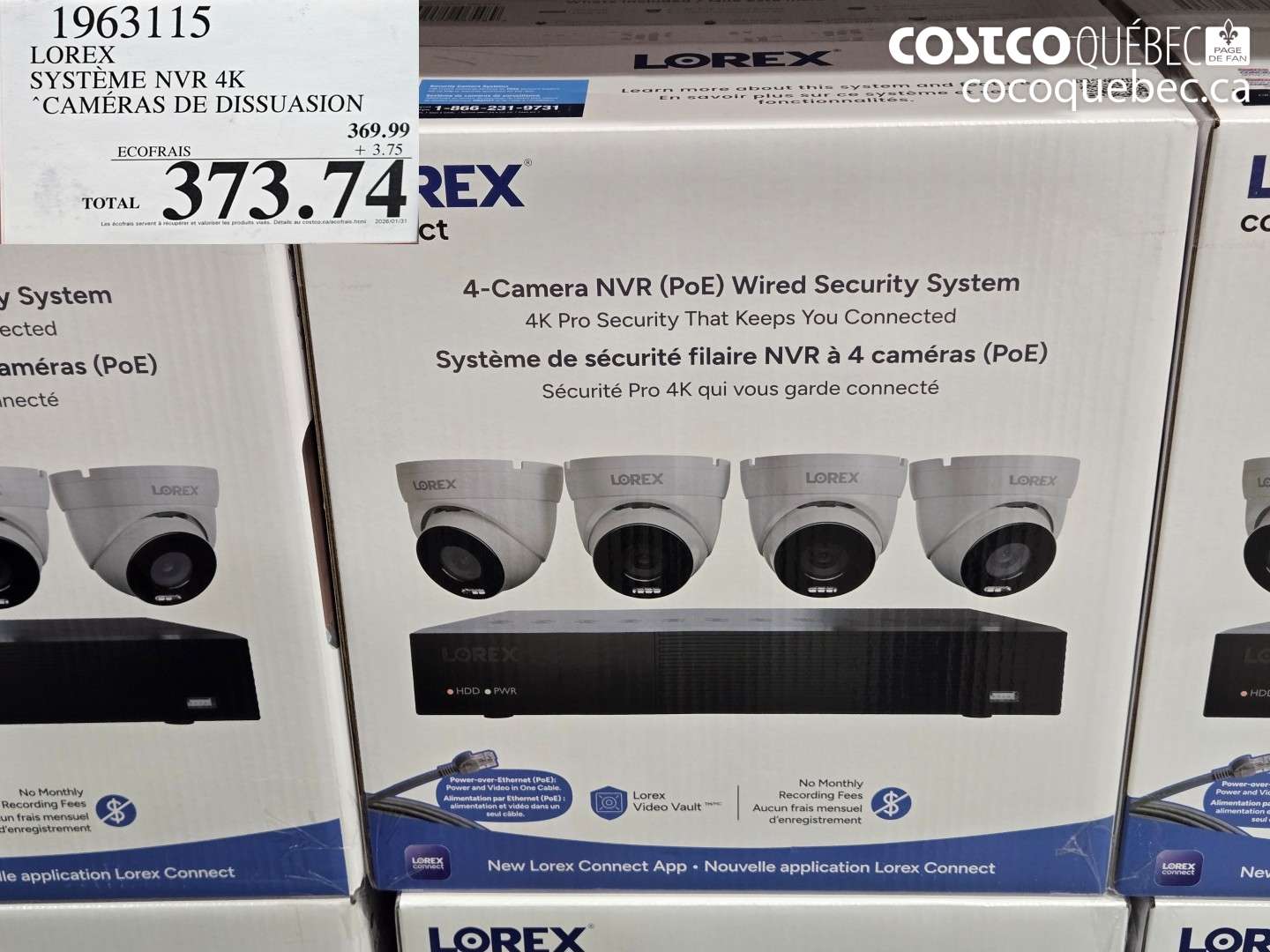 196315 LOREX SYSTÈME NVR 4K CAMÉRAS DE DISSUASION $373.74