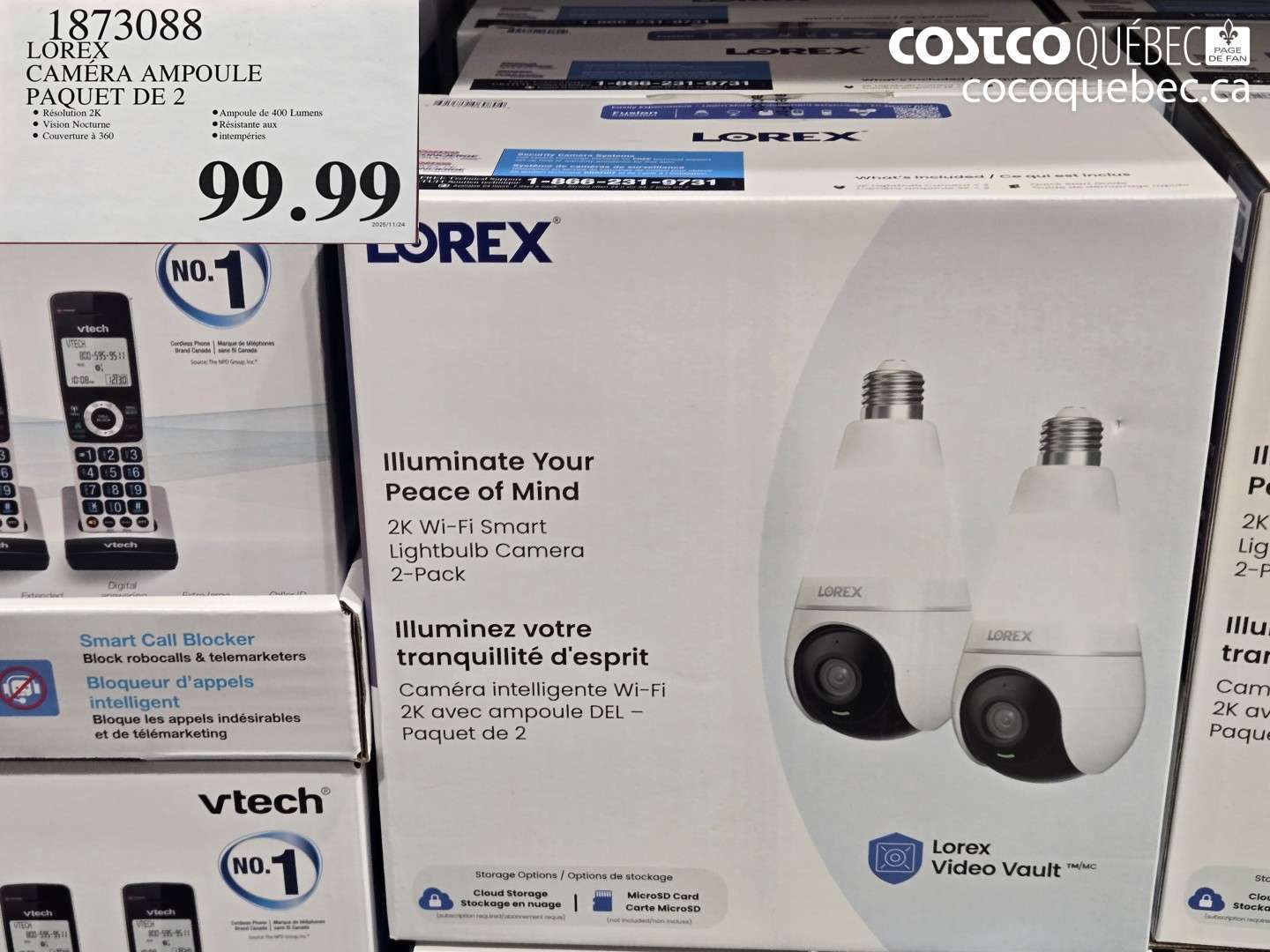 1873088 LOREX CAMÉRA AMPOULE PAQUET DE 2 $99.99