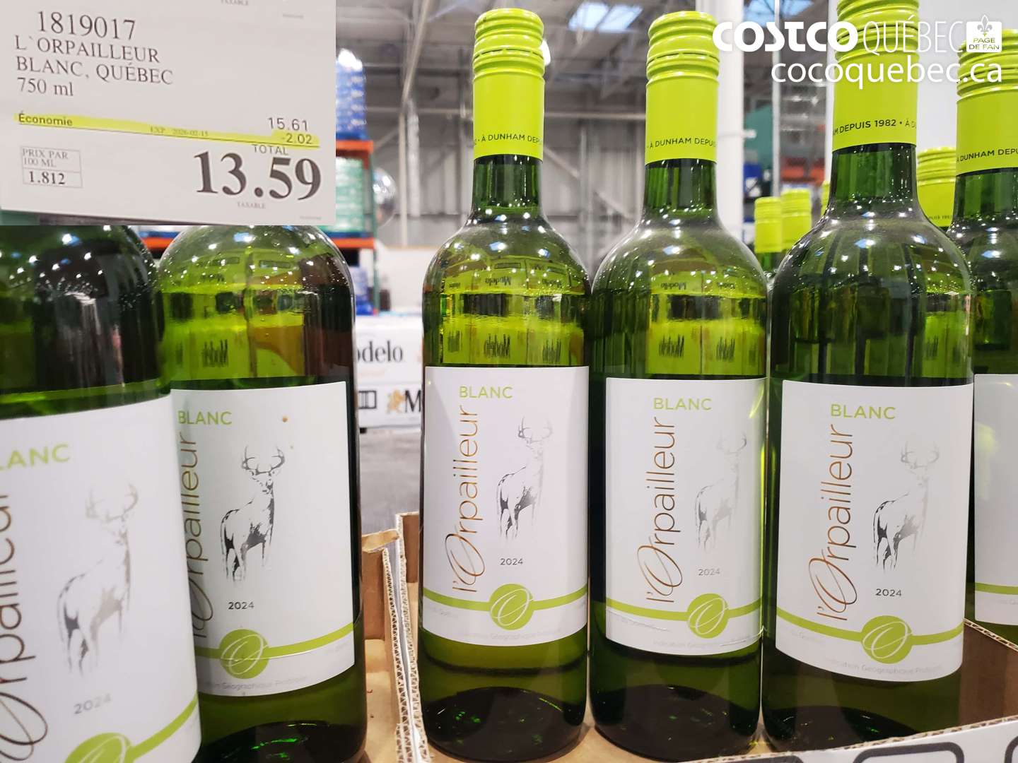 1819017 L'ORPAILLEUR BLANC, QUEBEC 750 ml ($2.02 INSTANT SAVINGS EXPIRES ON 2026-02-15) $13.59