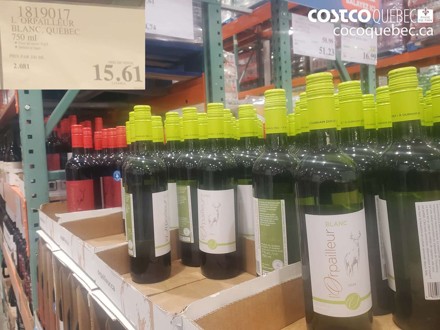 1819017 L'ORPAILLEUR BLANC, QUEBEC 750 ml $15.61