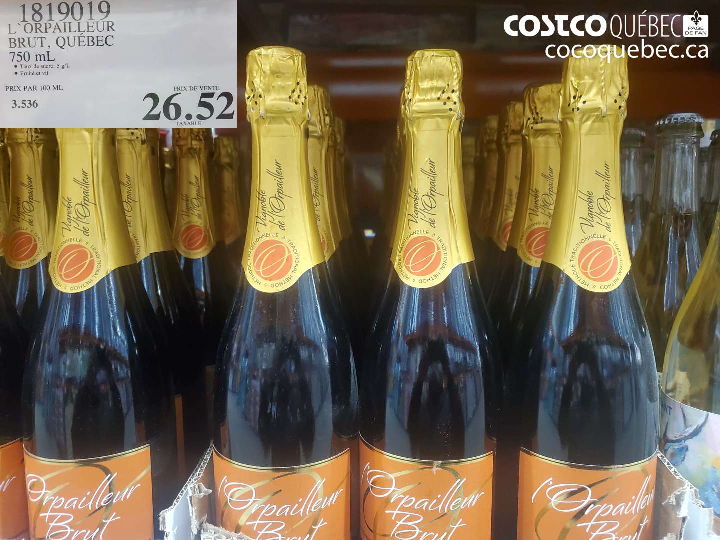 1819019 L'ORPAILLEUR BRUT, QUÉBEC 750 ml $26.52