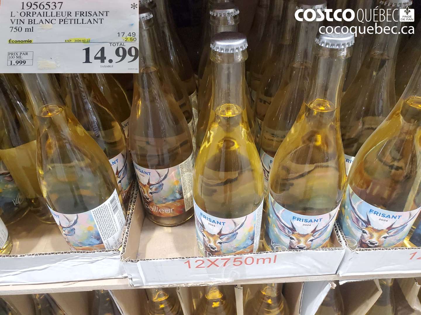 1956537 L'ORPAILLEUR FRISANT VIN BLANC PETILLANT ($2.50 INSTANT SAVINGS EXPIRES ON 2026-02-22) $14.99