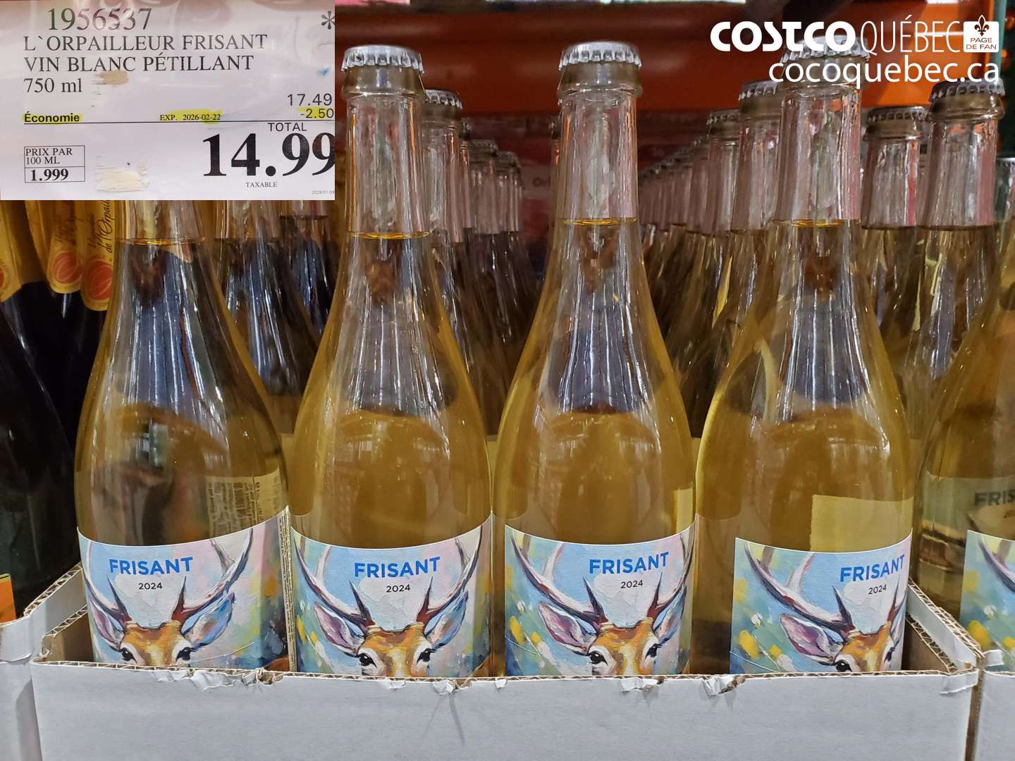 1956537 L'ORPAILLEUR FRISANT VIN BLANC PÉTILLANT 750 ml ($2.50 INSTANT SAVINGS EXPIRES ON 2026-02-22) $14.99