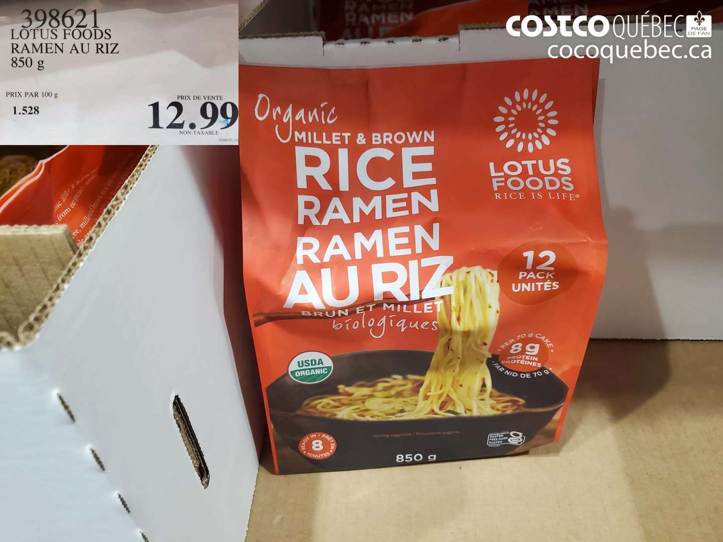 398621 LOTUS FOODS RAMEN AU RIZ 850 g $12.99