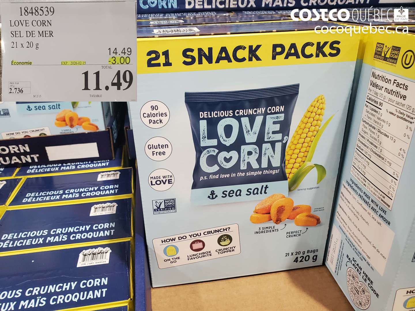 1848539 LOVE CORN SEL DE MER 21 x 20 g ($3.00 INSTANT SAVINGS EXPIRES ON 2026-02-15) $11.49