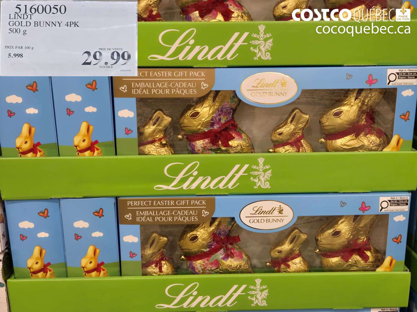 5160050 Lindt Gold Bunny 4PK 500 g $29.99
