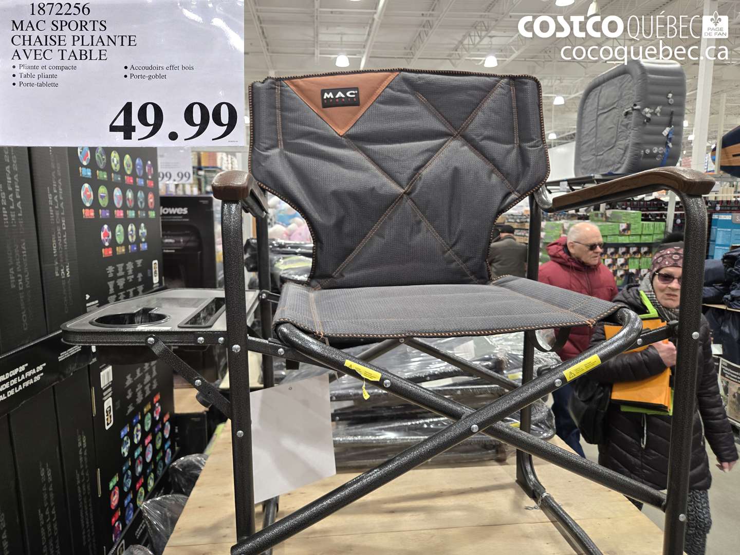 1872256 MAC SPORTS CHAISE PLIANTE AVEC TABLE $49.99