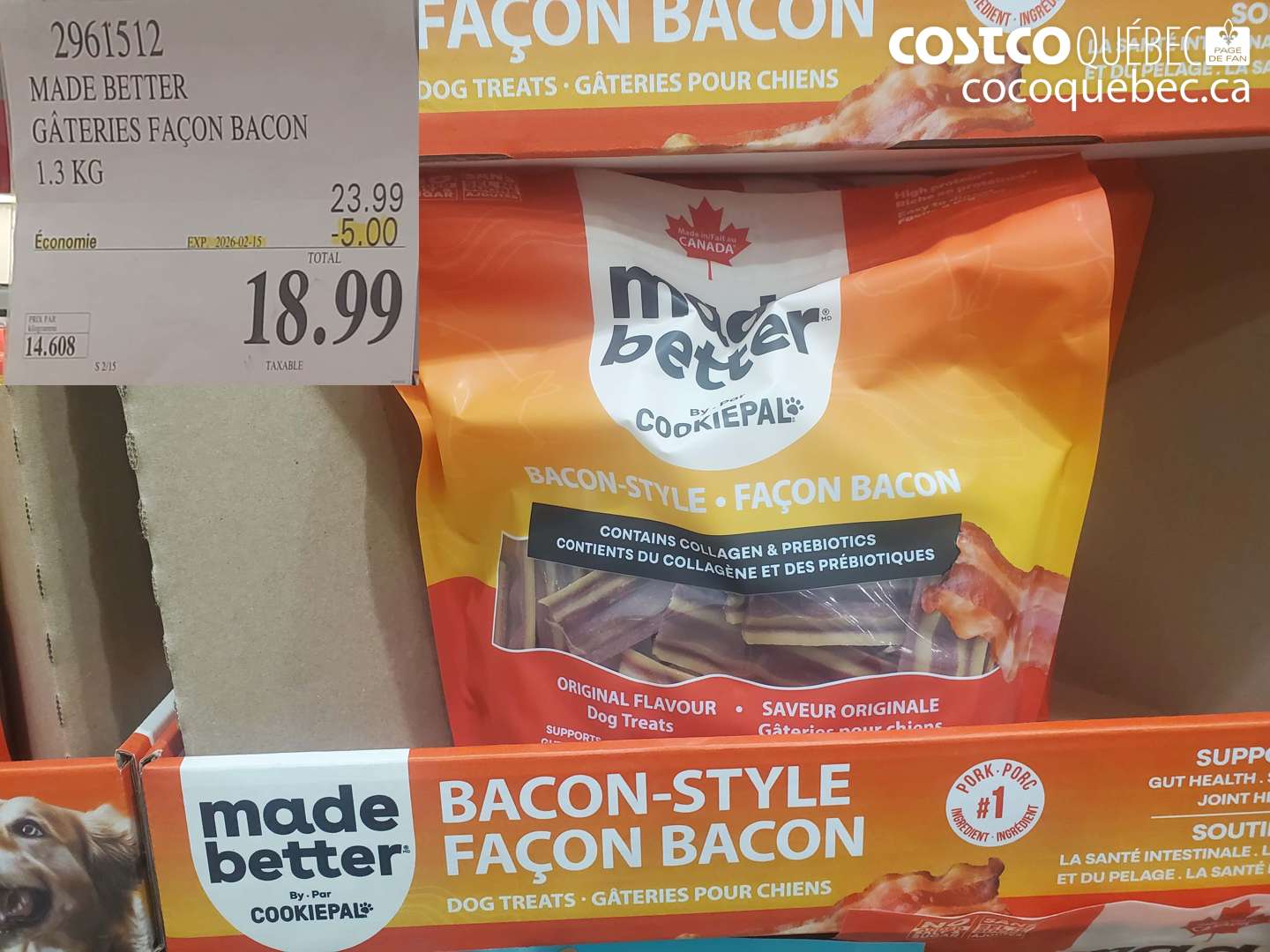 2961512 MADE BETTER GÂTERIES FAÇON BACON 1.3 KG ($5.00 INSTANT SAVINGS EXPIRES ON 2026-02-15) $18.99