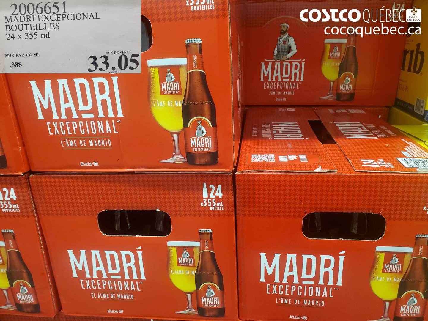 2006651 MADRI EXCEPCIONAL BOUTEILLES 24 x 355 ml $33.05