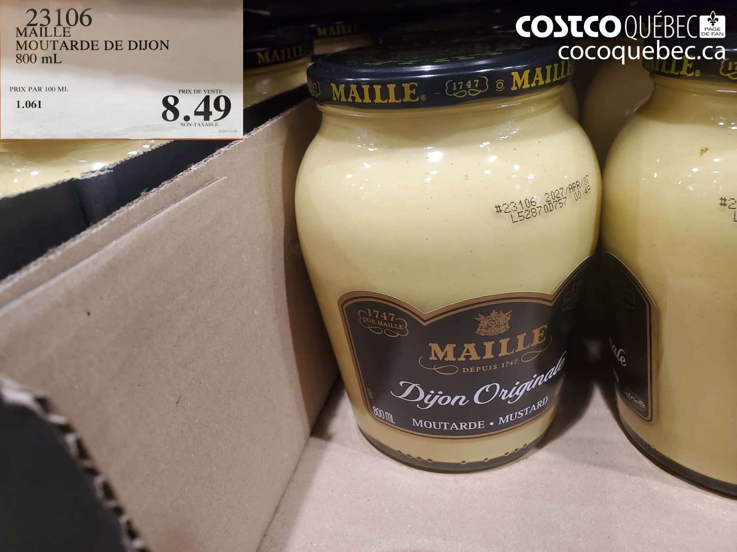 23106 MAILLE MOUTARDE DE DIJON 800 ml $8.49