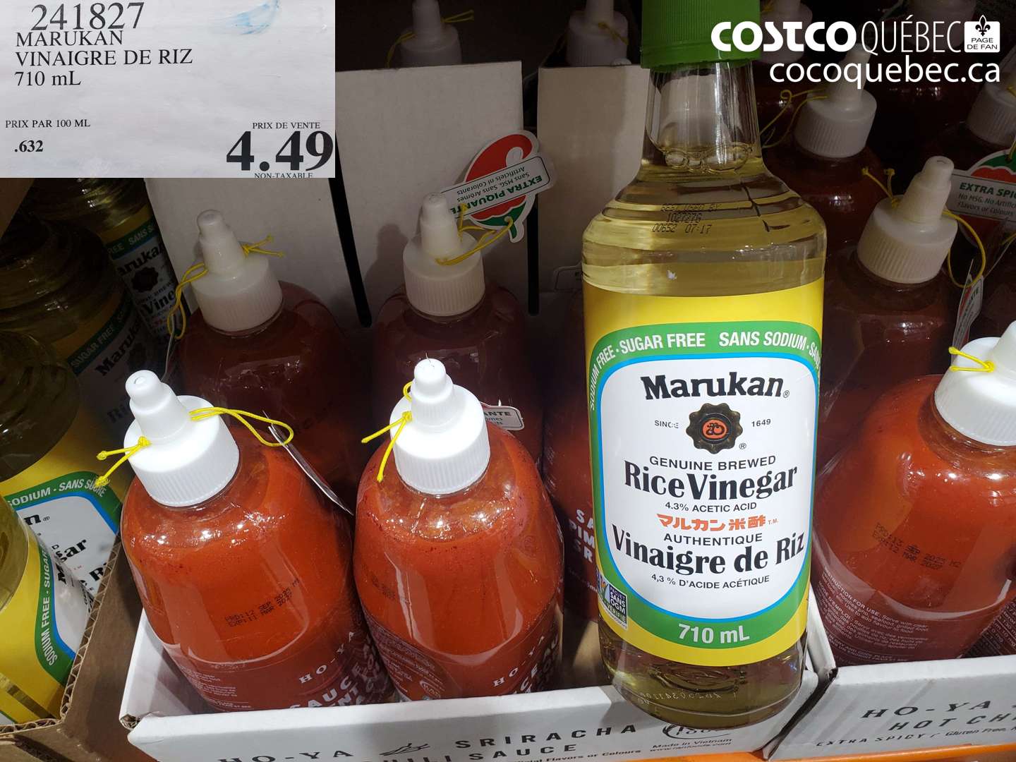 241827 MARUKAN VINAIGRE DE RIZ 710 mL $4.49