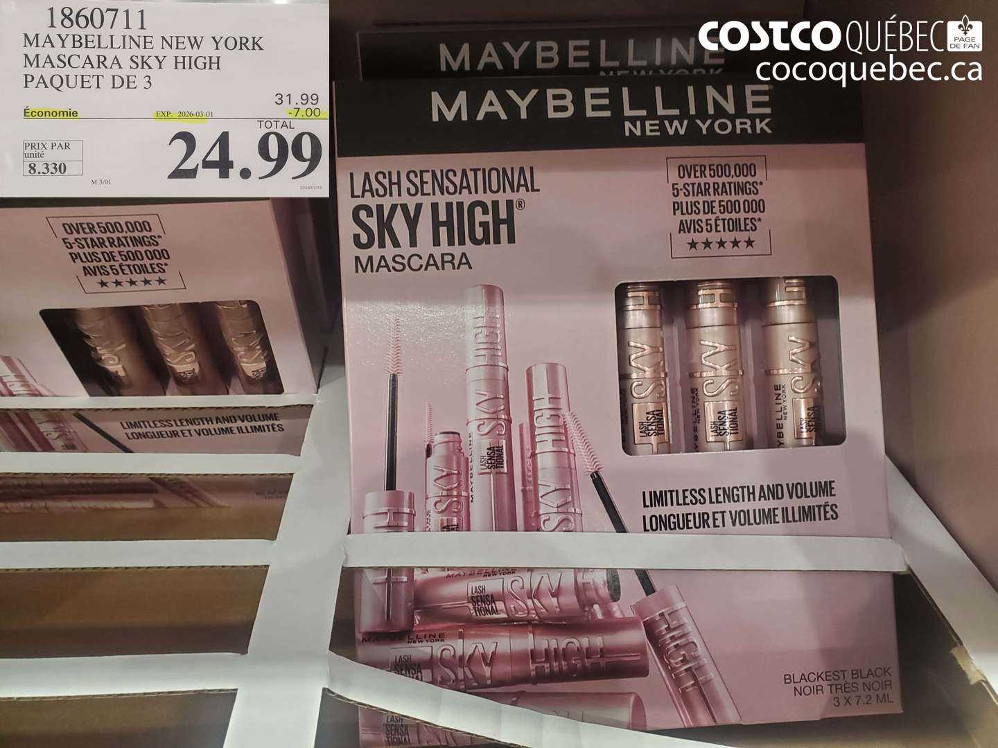 1860711 MAYBELLINE NEW YORK MASCARA SKY HIGH PAQUET DE 3 ($7.00 INSTANT SAVINGS EXPIRES ON 2026-03-01) $24.99