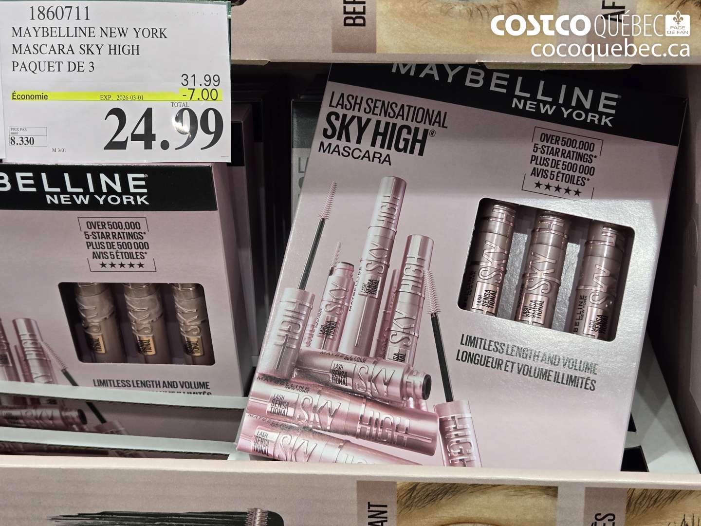 1860711 MAYBELLINE NEW YORK MASCARA SKY HIGH PAQUET DE 3 ($7.00 INSTANT SAVINGS EXPIRES ON 2026-03-01) $24.99