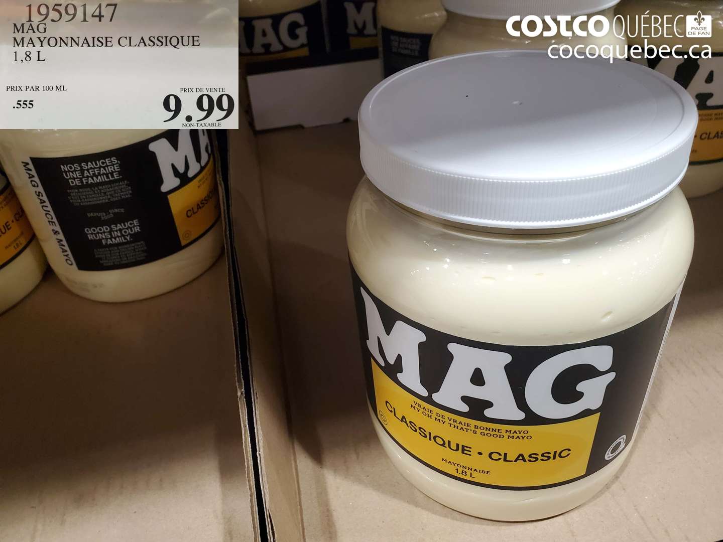 1959147 MAYONNAISE CLASSIQUE 1,8 L $9.99