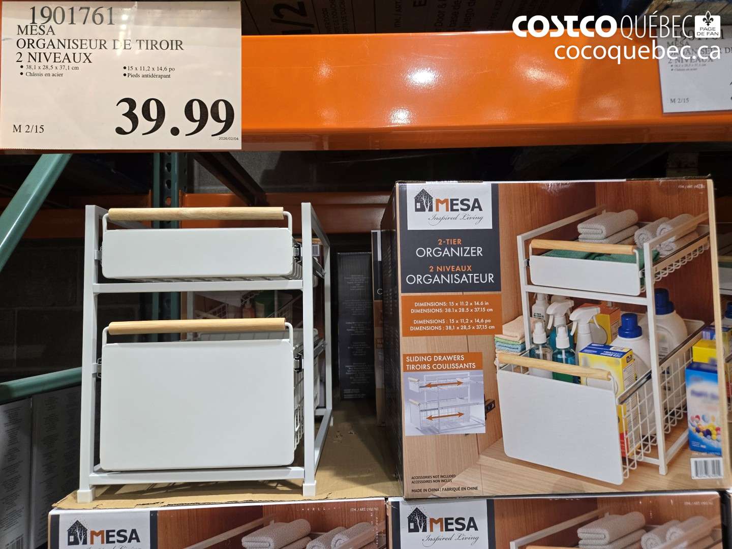 1901761 MESA ORGANISER DE TIROIR 2 NIVEAUX $39.99