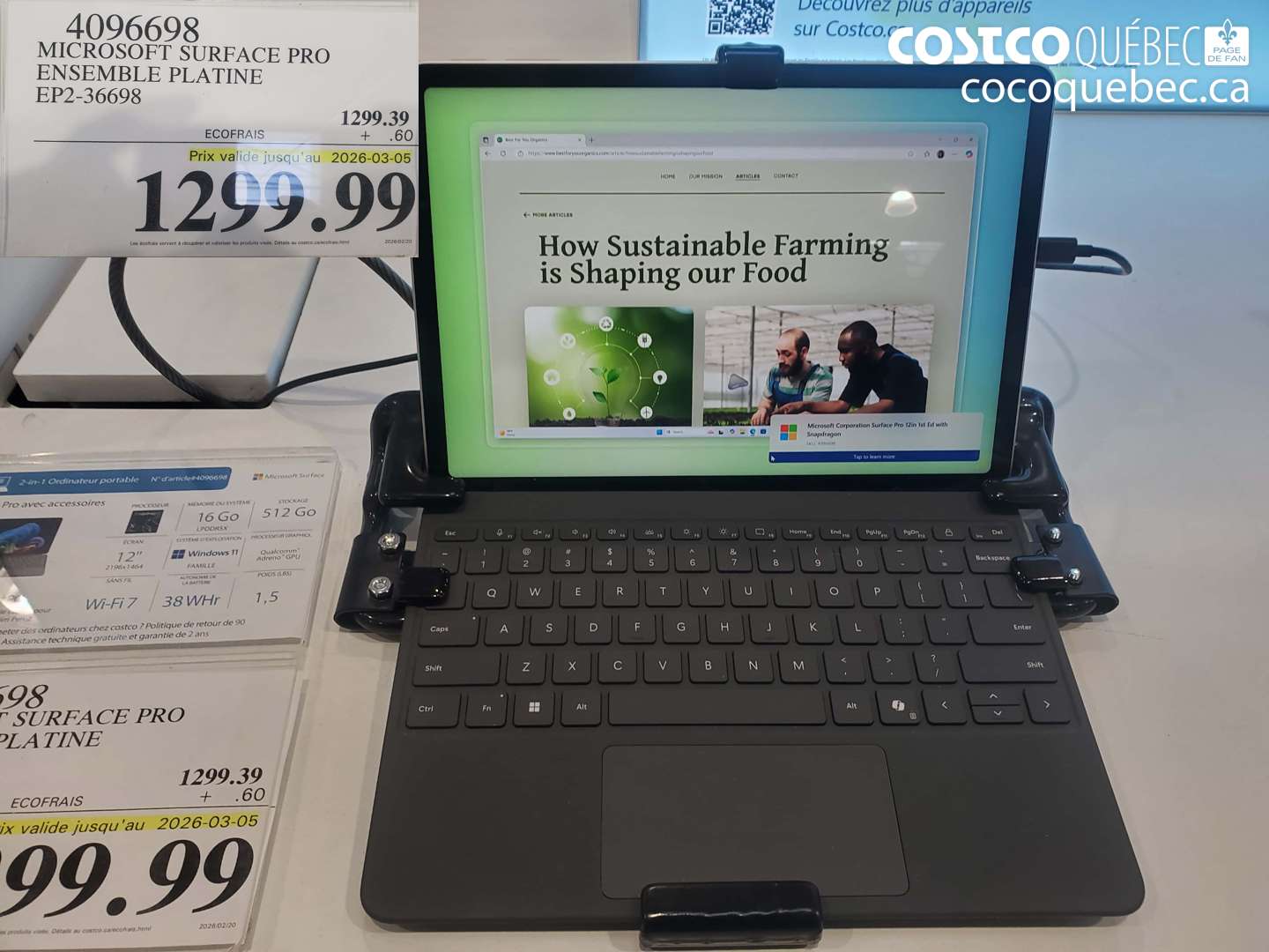 4096698 MICROSOFT SURFACE PRO ENSEMBLE PLATINE EP2-36698 (EXPIRES ON 2026-03-05) $1299.99