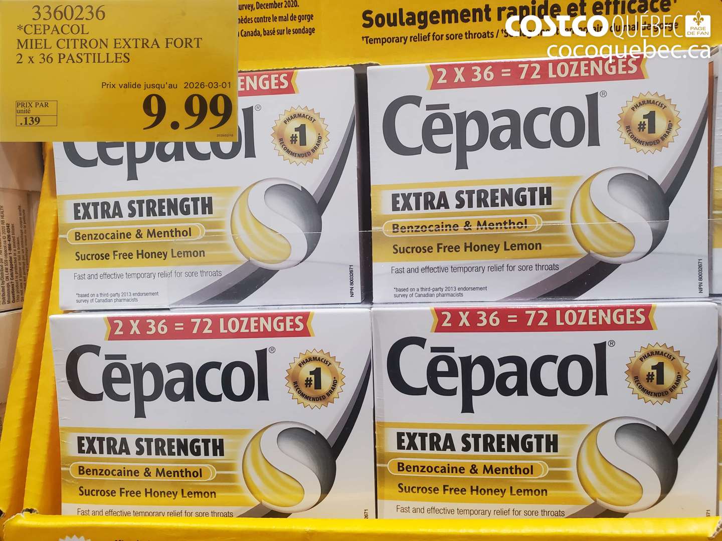 3360236 MIEL CITRON EXTRA FORT 2 X 36 PASTILLES (EXPIRES ON 2026-03-01) $9.99