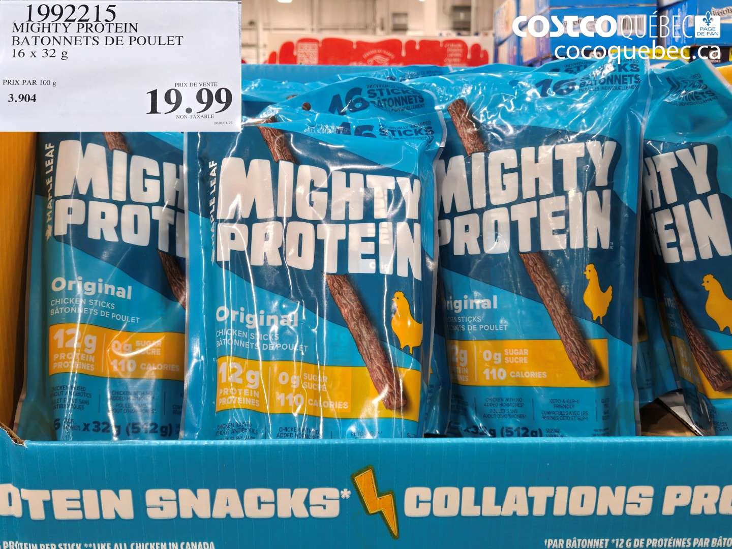 19922215 MIGHTY PROTEIN BATONNETS DE POULET 16 x 32 g $19.99