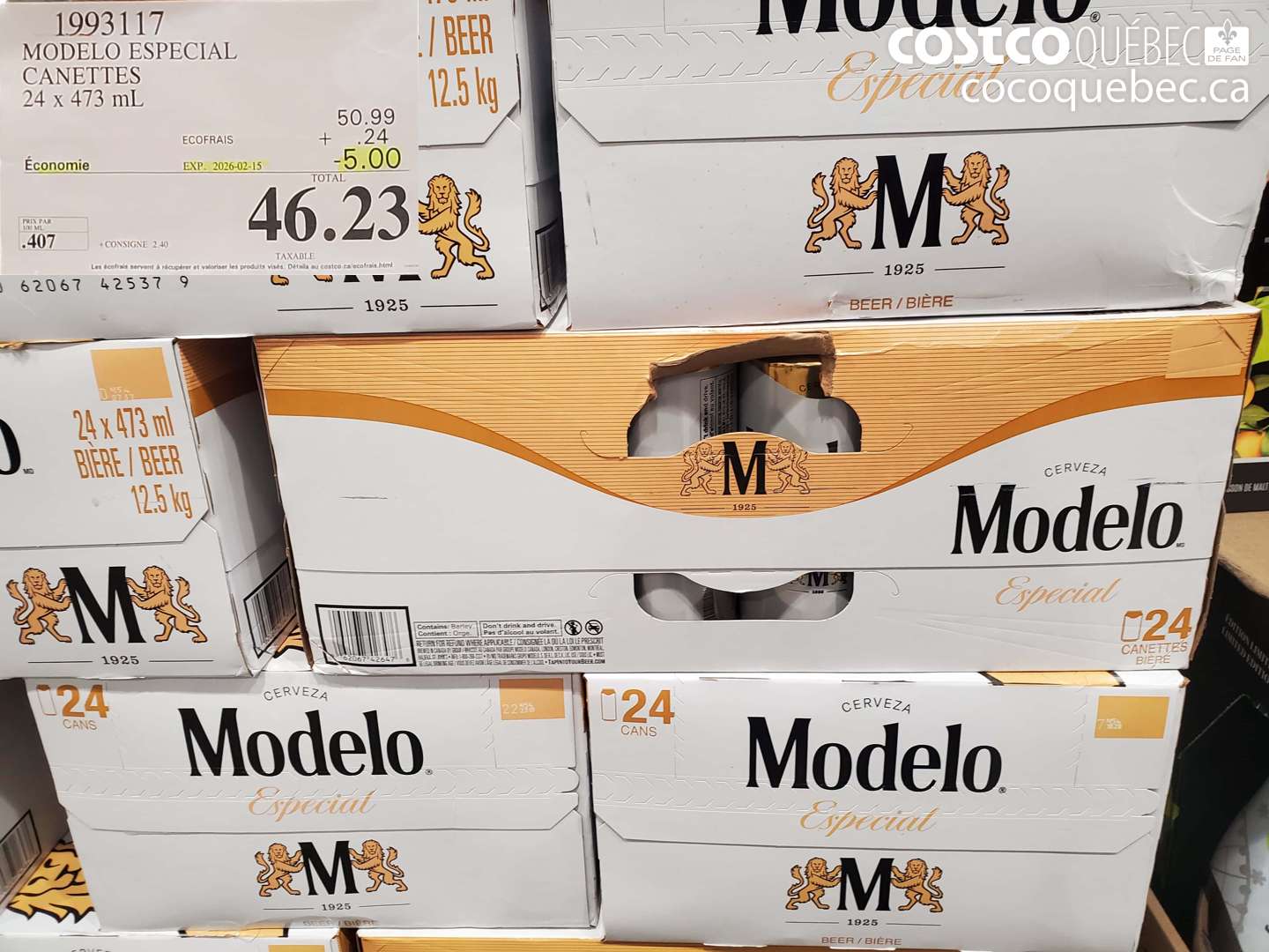 1993117 MODELO ESPECIAL CANETTES 24 x 473 mL ($5.00 INSTANT SAVINGS EXPIRES ON 2026-02-15) $46.23
