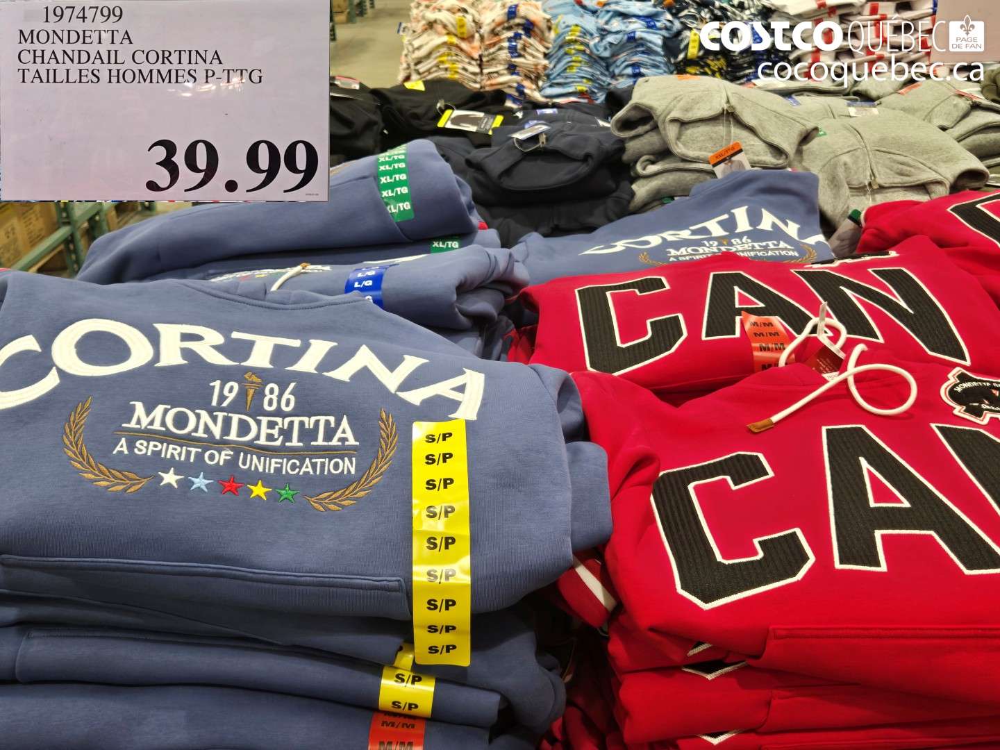 1974799 MONDETTA CHANDAIL CORTINA TAILLES HOMMES P-TTG $39.99