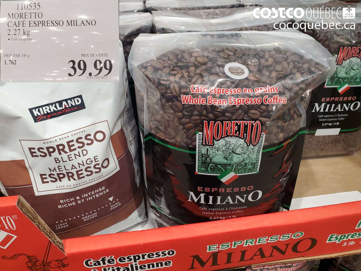 110535 MORETTO CAFÉ ESPRESSO MILANO 2.27 kg • Café en grains $39.99