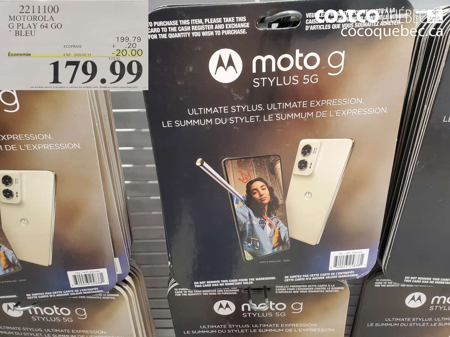 2211100 MOTOROLA G PLAY 64 GO BLEU ($20.00 INSTANT SAVINGS EXPIRES ON 2026-03-15) $179.99