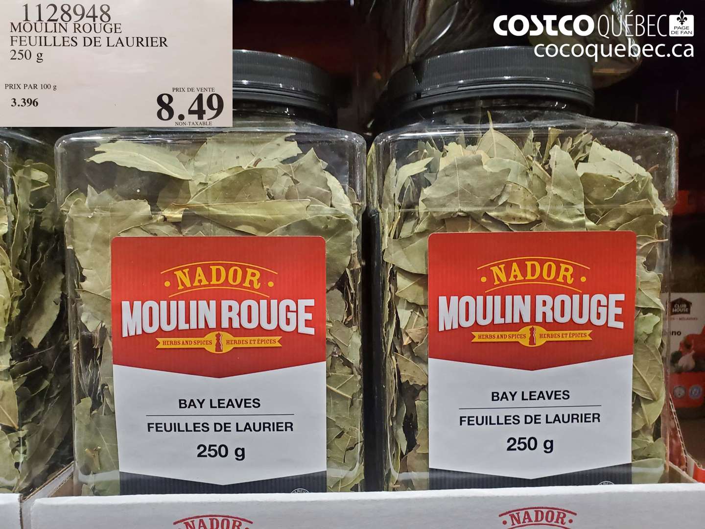 1128948 MOULIN ROUGE FEUILLES DE LAURIER 250 g $8.49