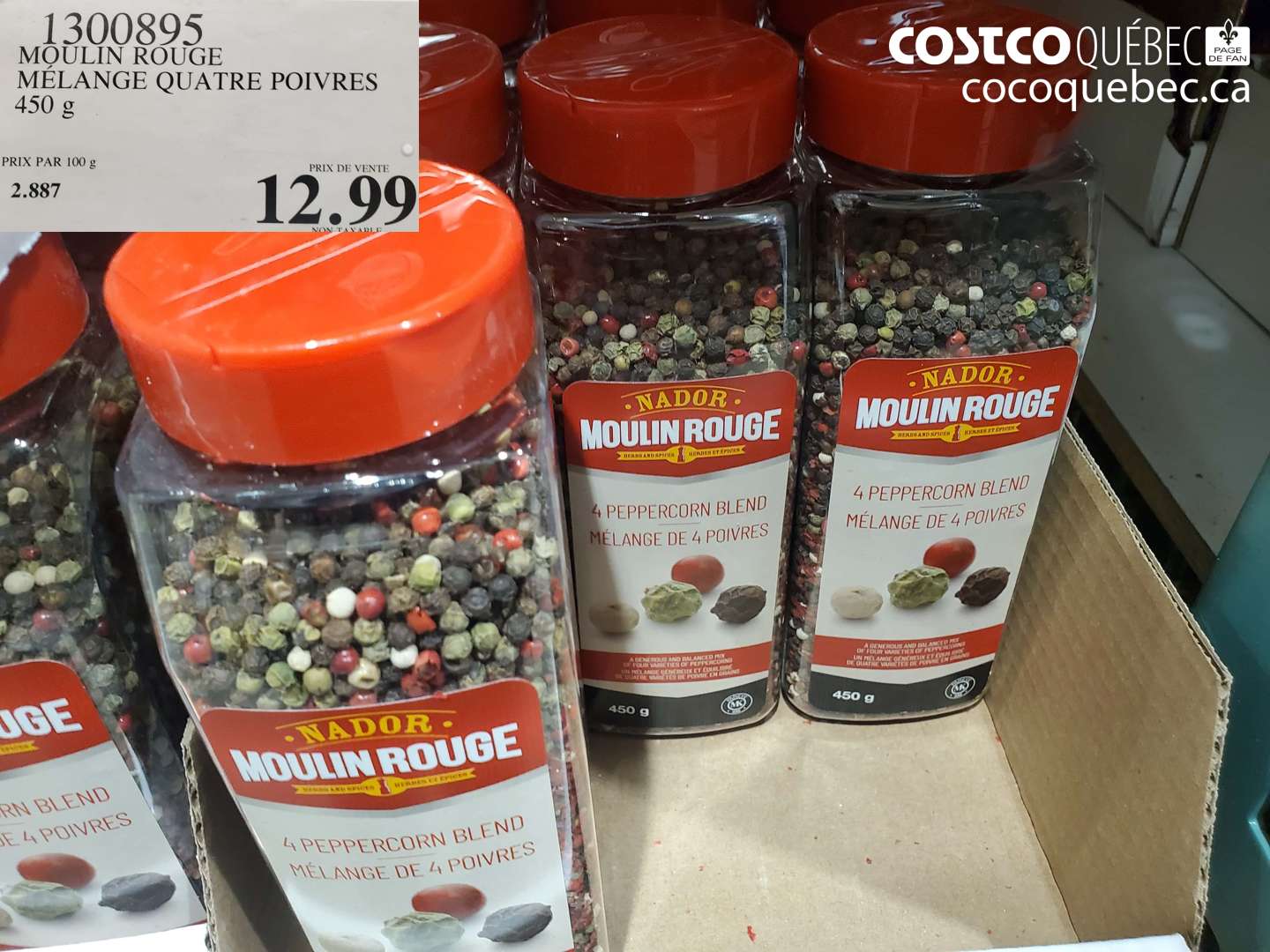 1300895 MOULIN ROUGE MÉLANGE QUATRE POIVRES 450 g $12.99