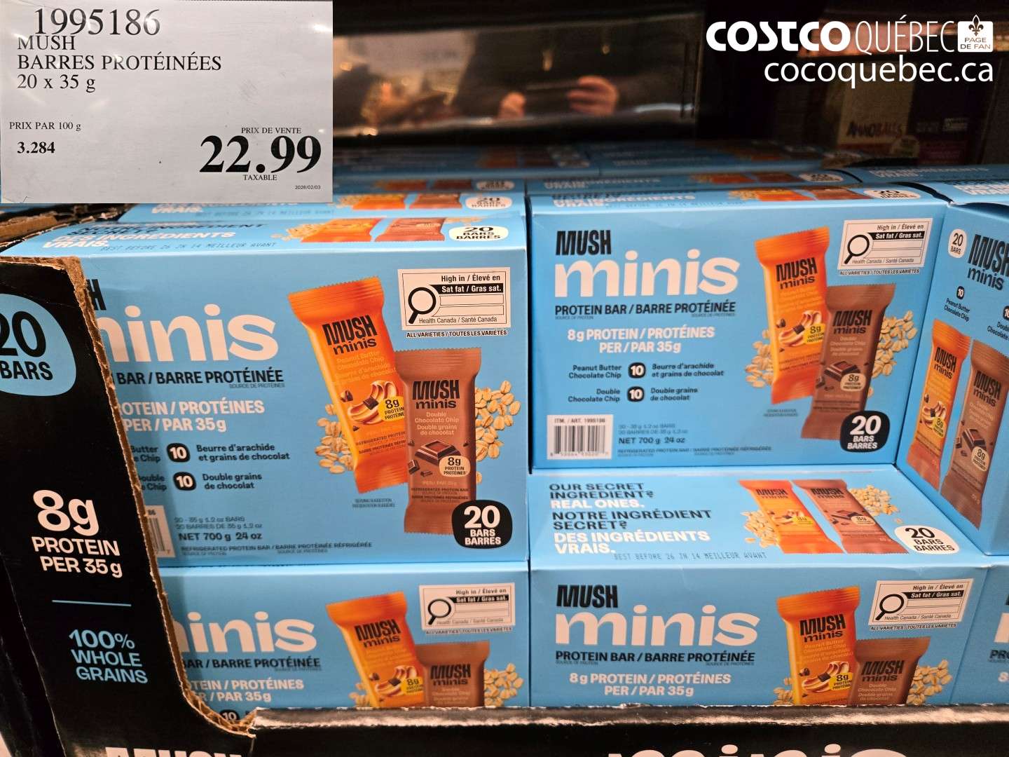 1995186 MUSH BARRES PROTÉINÉES 20 x 35 g $22.99
