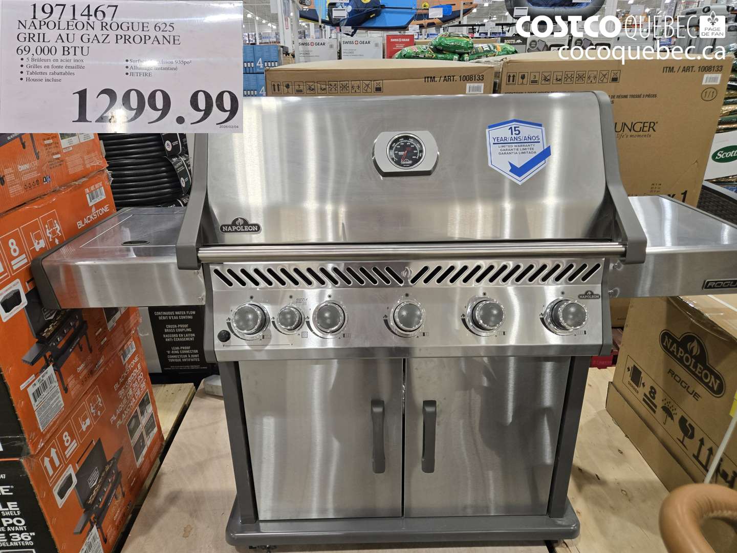 1971467 NAPOLEON ROGUE 625 GRIL AU GAZ PROPANE 69,000 BTU $1299.99