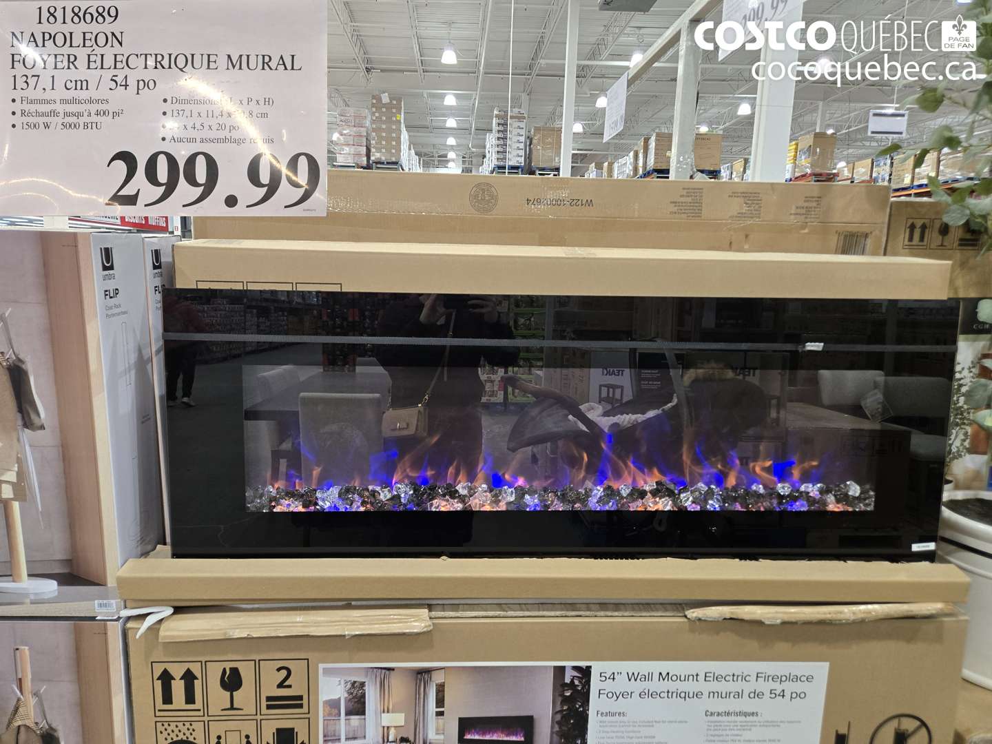 1818689 NAPOLEON FOYER ÉLECTRIQUE MURAL 137,1 cm / 54 po $299.99