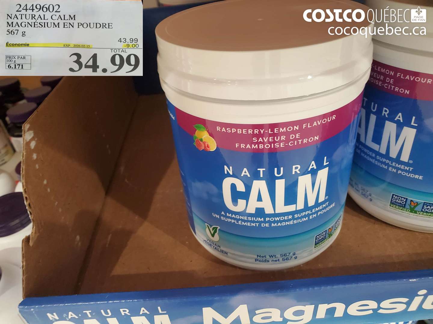2449602 NATURAL CALM MAGNÉSIUM EN POUDRE 567 g ($9.00 INSTANT SAVINGS EXPIRES ON 2026-02-15) $34.99
