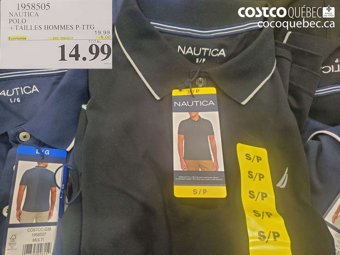 1958505 NAUTICA POLO + TAILLES HOMMES P-PTG ($5.00 INSTANT SAVINGS EXPIRES ON 2026-02-15) $14.99