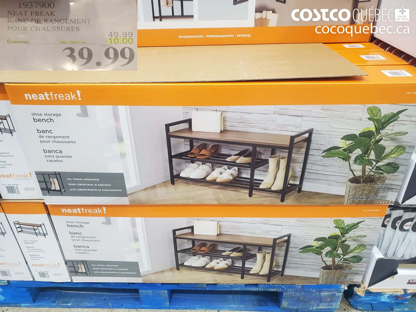 1937900 NEAT FREAK BANC DE RANGEMENT POUR CHAUSSURES ($10.00 INSTANT SAVINGS EXPIRES ON 2026-03-01) $39.99