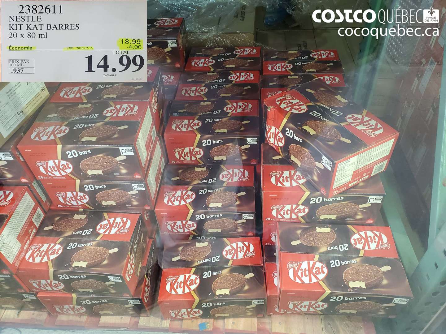 2382611 NESTLE KIT KAT BARRES 20 x 80 ml ($4.00 INSTANT SAVINGS EXPIRES ON 2026-02-15) $14.99