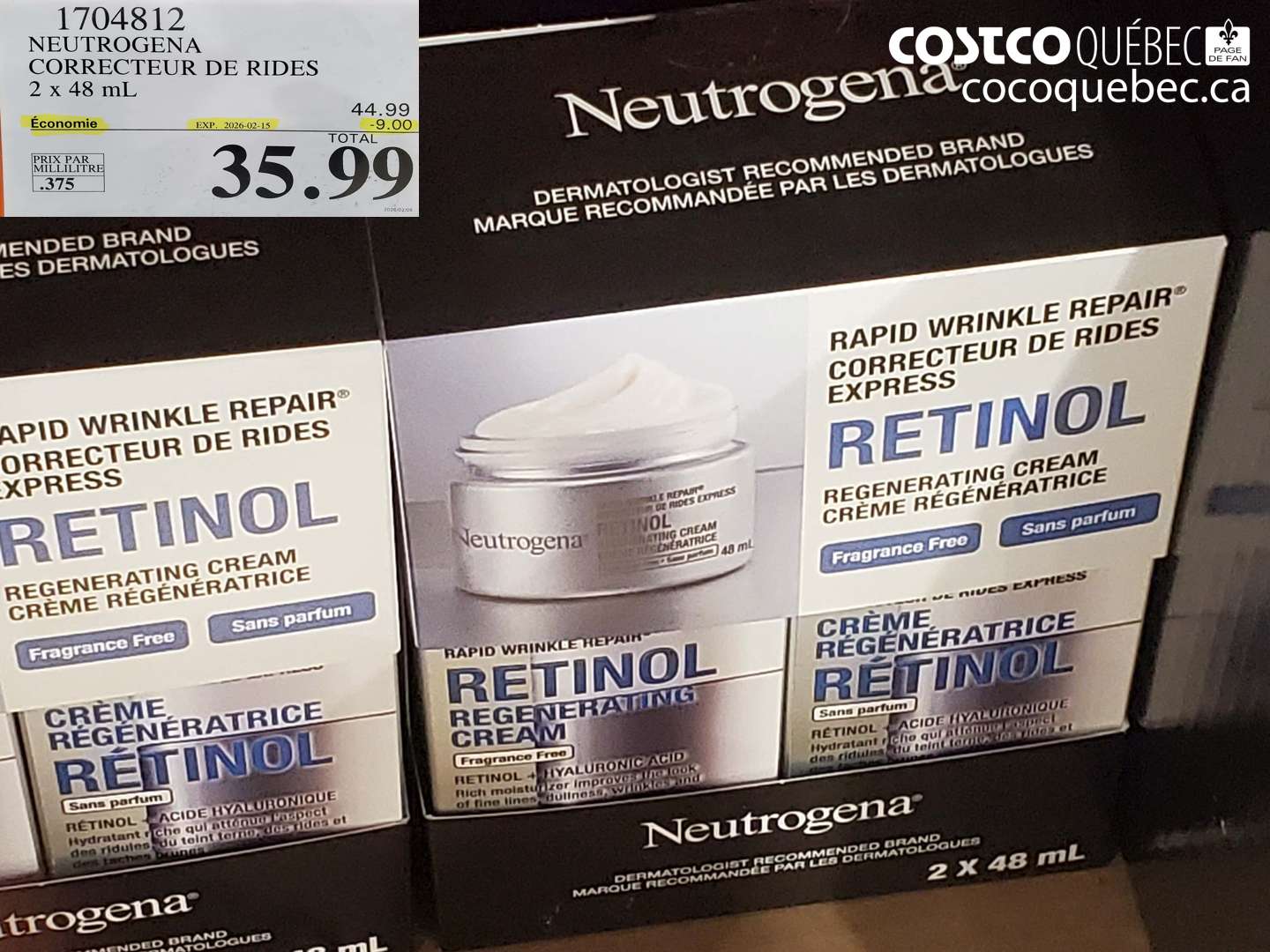 1704812 NEUTROGENA CORRECTEUR DE RIDES 2 x 48 mL ($9.00 INSTANT SAVINGS EXPIRES ON 2026-02-15) $35.99