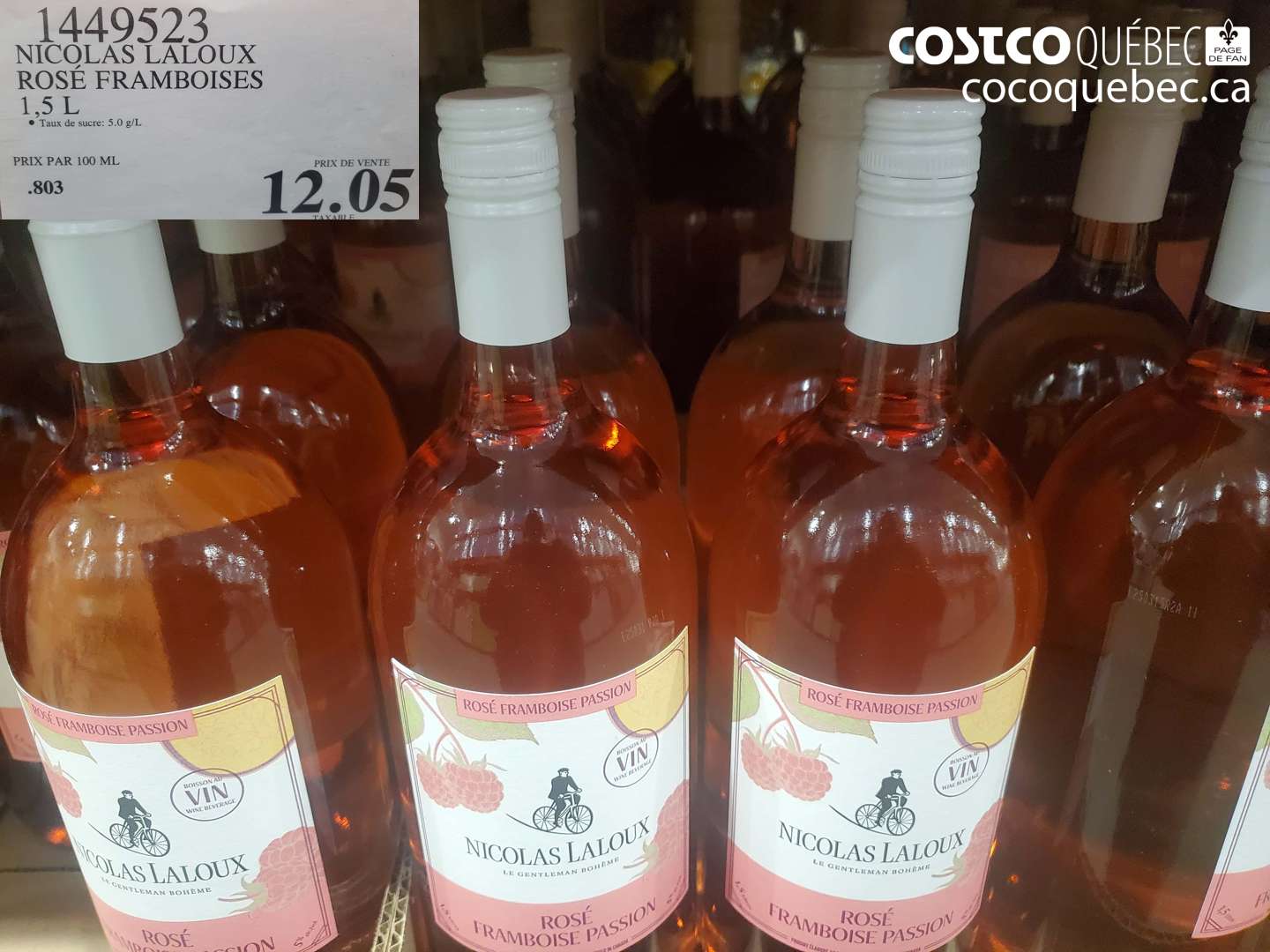 1449523 NICOLAS LALOUX ROSÉ FRAMBOISES 1,5 L $12.05