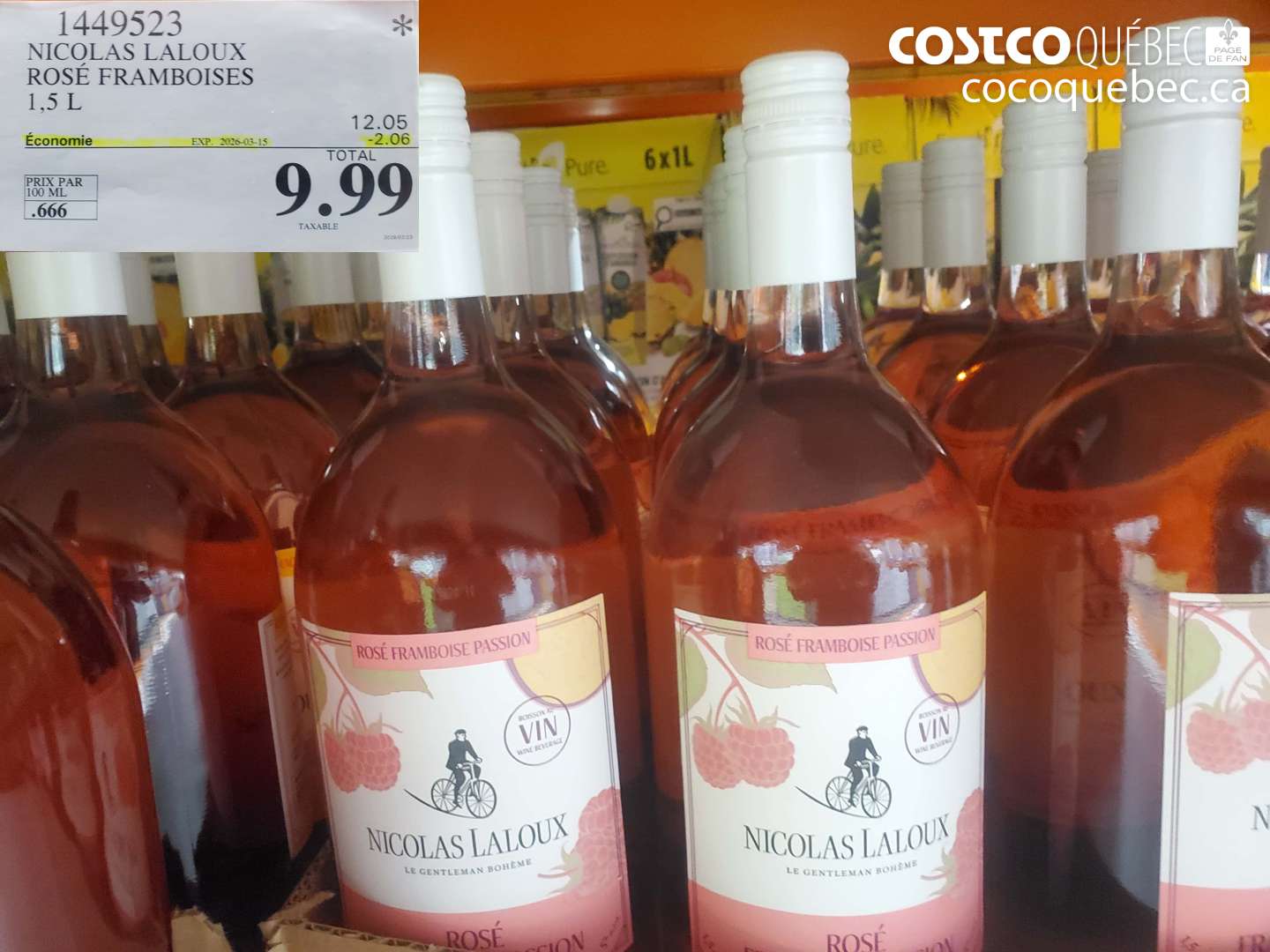 1449523 NICOLAS LALOUX ROSÉ FRAMBOISES 1,5 L ($2.06 INSTANT SAVINGS EXPIRES ON 2026-03-15) $9.99