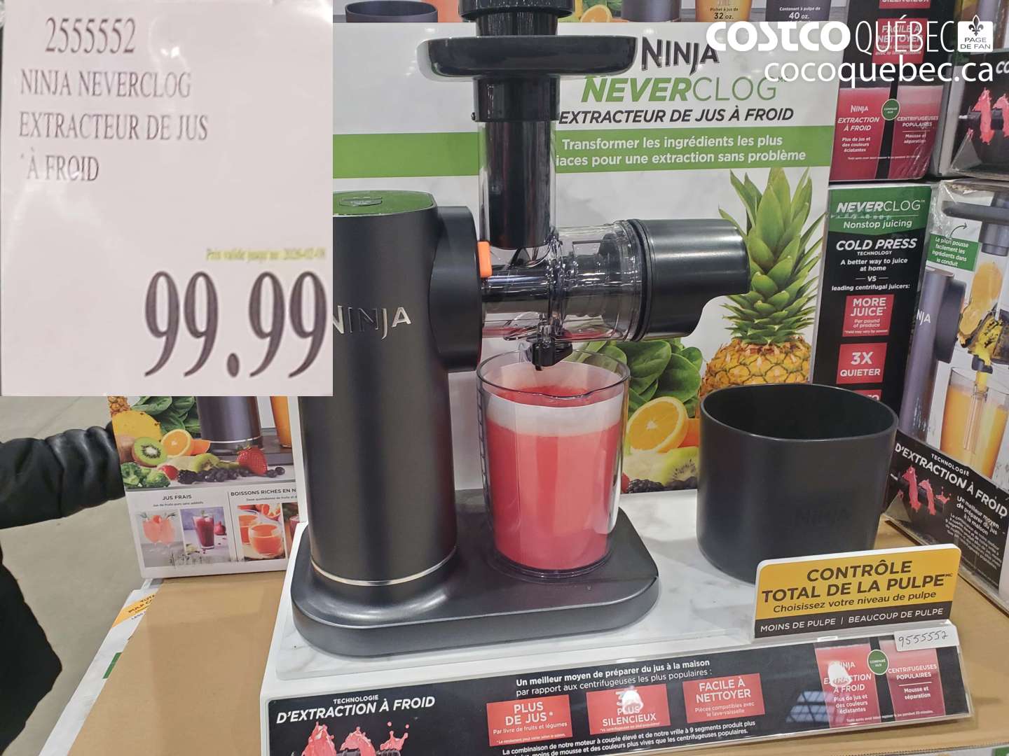 2555552 NINJA NEVERCLOG EXTRACTEUR DE JUS À FROID (EXPIRES ON 2026-02-08) $99.99
